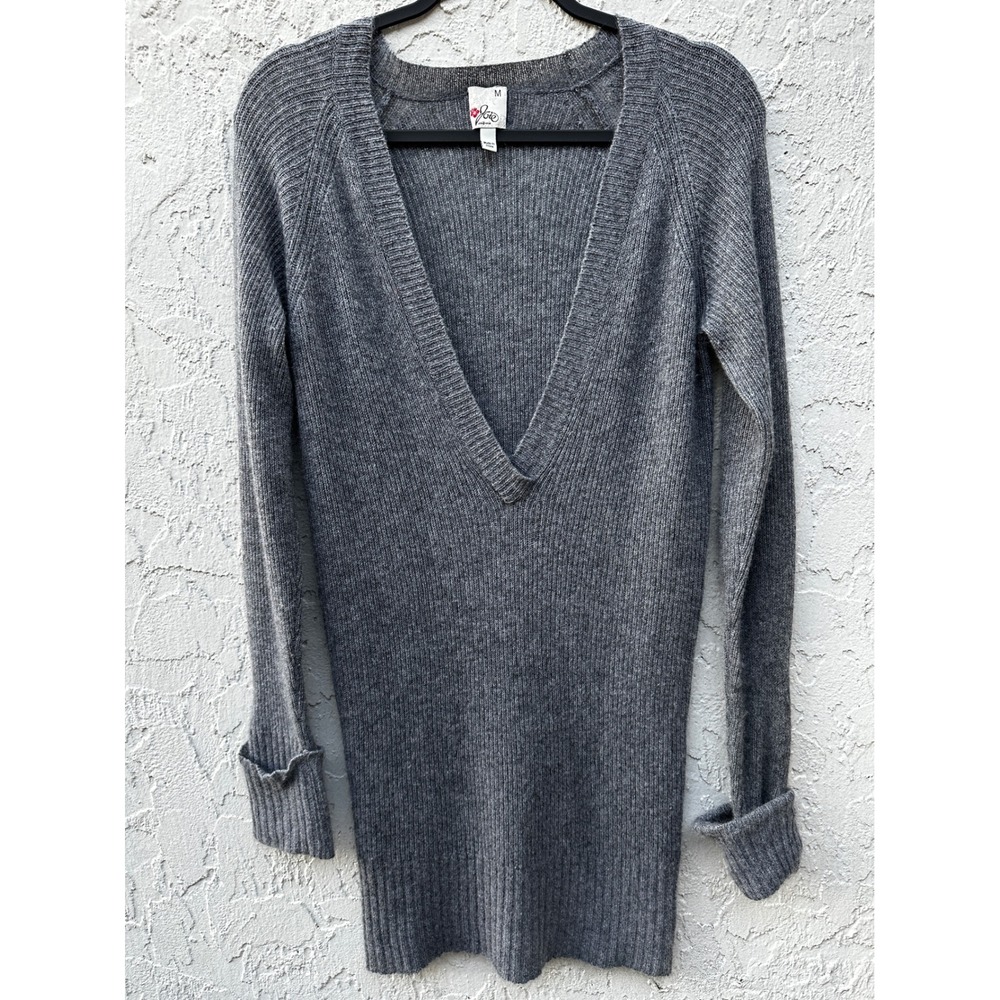 Joie Vtg Y2K 100% Cashmere Ribbed Deep V-Neck Sweater Tunic Women Medium
